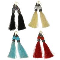 strass klei pave Drop Earring, met parel & Textiel binnenwerk Cord, voor vrouw, meer kleuren voor de keuze, 15x116mm, Verkocht door pair