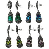 Rhinestone Clay Pave Drop Earring, with Lampwork, for woman, more colors for choice, 50mm,12x28mm, Sold By Pair