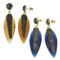 Rhinestone Clay Pave Drop Earring with Cats Eye for woman 58mm Sold By Pair