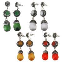 Rhinestone Clay Pave Drop Earring with Cats Eye for woman 54mm Sold By Pair