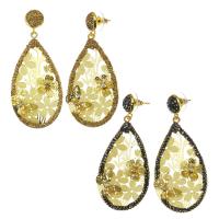 Zinc Alloy Drop Earring with Rhinestone Clay Pave Teardrop for woman 63mm Sold By Pair