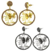 Zinc Alloy Drop Earring with Rhinestone Clay Pave plated for woman & hollow 51mm Sold By Pair