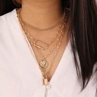 Mode-Multi-Layer-Halskette, Zinklegierung, plattiert, Modeschmuck & mehrschichtig & für Frau, Goldfarbe, 38cm,45cm,50cm,60cm, verkauft von Strang