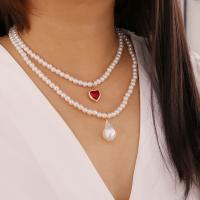 Mode-Multi-Layer-Halskette, Kunststoff Perlen, plattiert, Modeschmuck & mehrschichtig & für Frau, 40cm,46cm, verkauft von Strang
