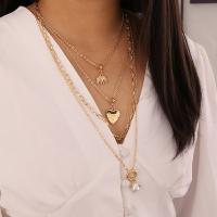 Mode-Multi-Layer-Halskette, Zinklegierung, plattiert, Modeschmuck & mehrschichtig & für Frau, Goldfarbe, frei von Nickel, Blei & Kadmium, 43cm,50cm,60cm,70cm, verkauft von Strang