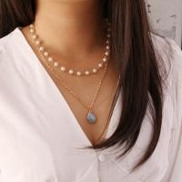 Multi Layer Necklace Plastic Pearl plated fashion jewelry & multilayer & for woman 43cm 50cm Sold By Strand