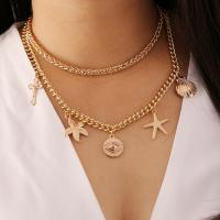 Mode-Multi-Layer-Halskette, Zinklegierung, plattiert, Modeschmuck & mehrschichtig & für Frau, Goldfarbe, 38cm,48cm, verkauft von Strang