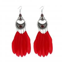 Fashion Feather Earring Zinc Alloy with Feather silver color plated for woman nickel lead & cadmium free Sold By Pair