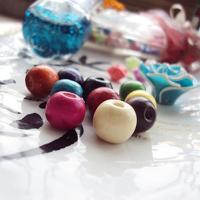 Perles en bois, Rond, DIY, couleurs mélangées, protéger l'environnement, sans nickel, plomb et cadmium, Environ 500sol/sac, Vendu par sac