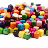 Wood Beads Square DIY mixed colors nickel lead & cadmium free Sold By Bag