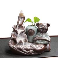 Backflow Incense Burner, Porcelain, plated, for home and office & durable & different styles for choice, more colors for choice, 112x100x116mm, Sold By PC