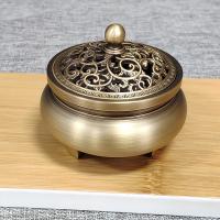 Traditional Ceramic Inserted Burner Incense Seat, Brass, plated, for home and office & durable & different styles for choice, more colors for choice, 79x70x91mm, Sold By Box