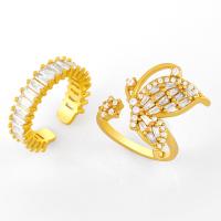 Cúbicos Circonia Micro Pave anillo de latón, metal, con circonia cúbica, dorado, 0.5cmuff0c2cm, Vendido por UD