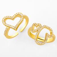 Cúbicos Circonia Micro Pave anillo de latón, metal, con circonia cúbica, dorado, 1.4cmuff0c1.7cm, Vendido por UD