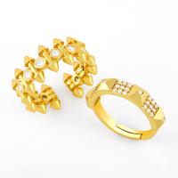 Kubieke Circonia Micro Pave Brass Ring, Messing, met zirkonia, gouden, 0.5cmuff0c1cm, Verkocht door PC