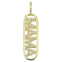 Cubic Zirconia Micro Pave Brass Pendant, gold color plated, micro pave cubic zirconia & hollow, 9x36x4mm, Hole:Approx 2x4mm, Sold By PC