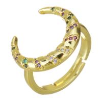 Kubisk Zircon Mässing Finger Ring, guldfärg pläterade, micro bana cubic zirconia, 16mm, Storlek:6, Säljs av PC