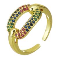 Cubic Zircon Brass prst prsten, Mosaz, barva pozlacený, micro vydláždit kubické zirkony & dutý, 11mm, Velikost:7, Prodáno By PC