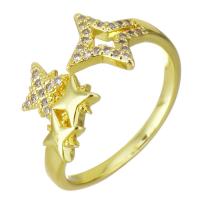 Cubic Zircon Brass Finger Ring, gold color plated, micro pave cubic zirconia, 10mm, US Ring Size:7, Sold By PC