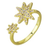 Cubic Zircon Brass Finger Ring, gold color plated, micro pave cubic zirconia, 11mm, US Ring Size:6, Sold By PC