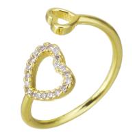 Circón cúbico anillo de latón, metal, chapado en color dorado, micro arcilla de zirconia cúbica & hueco, 13mm, tamaño:6, Vendido por UD