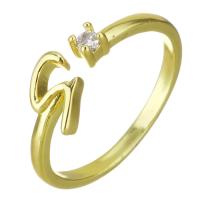 Cubic cirkónium Brass Finger Ring, Sárgaréz, arany színű aranyozott, mikro egyengetni cirkónia, 7mm, Méret:6, Által értékesített PC
