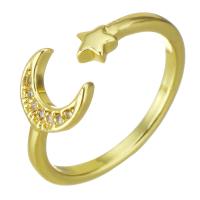 Sześciennych cyrkon Brass Ring Finger, Mosiądz, Platerowane w kolorze złota, mikro utorować cyrkonia, 8mm, rozmiar:5, sprzedane przez PC