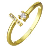 Cubic Zircon Brass δάχτυλο του δακτυλίου, Ορείχαλκος, χρώμα επίχρυσο, μικρο ανοίξει κυβικά ζιρκονία, 10mm, Μέγεθος:7, Sold Με PC