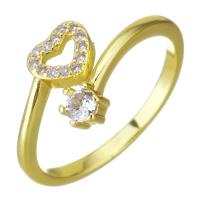 Cubic Zircon Brass prst prsten, Mosaz, barva pozlacený, micro vydláždit kubické zirkony, 10mm, Velikost:6, Prodáno By PC