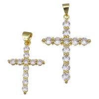 Cubic Zirconia Micro Pave Brass Pendant Cross plated fashion jewelry & micro pave cubic zirconia & for woman nickel lead & cadmium free Sold By Lot