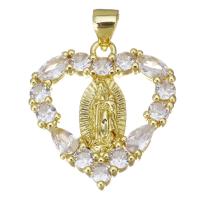 Cubic Zirconia Micro Pave Brass Pendant, Heart, plated, fashion jewelry & micro pave cubic zirconia & for woman, gold, nickel, lead & cadmium free, 21x23x3mm, 10PCs/Lot, Sold By Lot