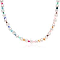 Collar de perlas de plástico, Perlas plásticas, Esférico, pulido, para mujer, Blanco, Vendido para 20.08 Inch Sarta