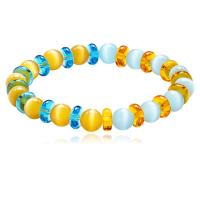 Cats Eye Bracelets, Round, polished, for woman, multi-colored, Sold Per 6.89 Inch Strand