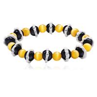 Cats Eye Bracelets, Round, polished, for woman, multi-colored, Sold Per 7.087 Inch Strand