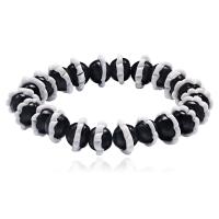 Glass Beads Bracelet, Round, polished, for woman, black, Sold Per 7.087 Inch Strand