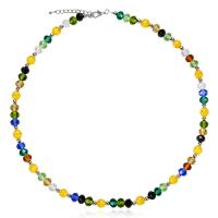 Cats Eye Necklace, with Glass, Round, polished, for woman, more colors for choice, Sold Per 19.68 Inch Strand