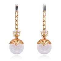 Brass Drop Earring, with Glass & Rhinestone, gold color plated, for woman, gold, 52mm, Sold By Pair