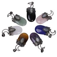 Gemstone Pendants Jewelry Natural Stone with Zinc Alloy polished DIY Sold By PC