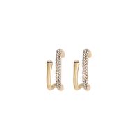 Zinc Alloy Stud Earring plated for woman & with rhinestone 23mm Sold By Bag