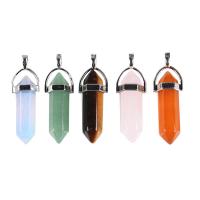 Gemstone Pendants Jewelry Natural Stone with Brass silver color plated DIY & for woman nickel lead & cadmium free Sold By PC