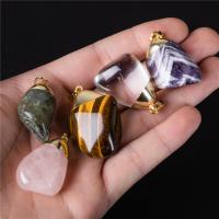 Gemstone Pendants Jewelry, Natural Stone, with Brass, irregular, gold color plated, DIY, more colors for choice, nickel, lead & cadmium free, 25-45mm, Sold By PC