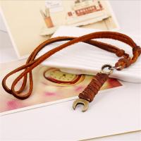 PU Leather Cord Necklace Zinc Alloy with PU Leather Adjustable & fashion jewelry & handmade & Unisex brown nickel lead & cadmium free 35-40cm*2 0.4cm Sold By Strand