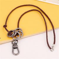PU Leather Cord Necklace, Tibetan Style, with PU Leather, Adjustable & fashion jewelry & handmade & Unisex, nickel, lead & cadmium free, 35-40cm*2,0.4cm, Sold By Strand