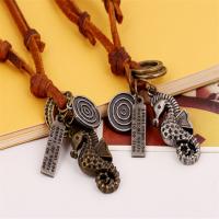 PU Leather Cord Necklace Zinc Alloy with PU Leather Seahorse Adjustable & fashion jewelry & handmade & Unisex nickel lead & cadmium free 68-75cmuff0c0.3cm Sold By Strand
