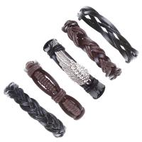 PU Leather Cord Bracelets Zinc Alloy with PU Leather Adjustable & fashion jewelry & handmade & Unisex nickel lead & cadmium free 17-18cmuff0c6cm Sold By Set