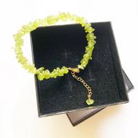 Gemstone Bracelets Zinc Alloy with Peridot Stone natural grass green 10mm Sold By PC