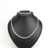 Conjuntos de joyería de acero inoxidable, pulsera & collar, chapado, más colores para la opción, 210mm, Vendido por Set