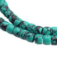 Perles turquoises, turquoise synthétique, tambour, vert, 8x10mm, Vendu par PC