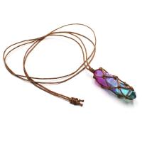 Quarz Halskette, Natürlicher Quarz, Modeschmuck, gemischte Farben, 12-18x40-55mm, Länge:80 cm, verkauft von PC
