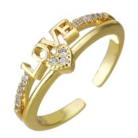 Cubic Zircon Brass prst prsten, Mosaz, barva pozlacený, micro vydláždit kubické zirkony & dutý, 6mm, Velikost:7, Prodáno By PC